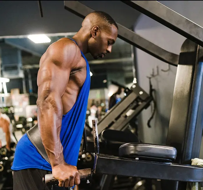 A man is working out in the gym