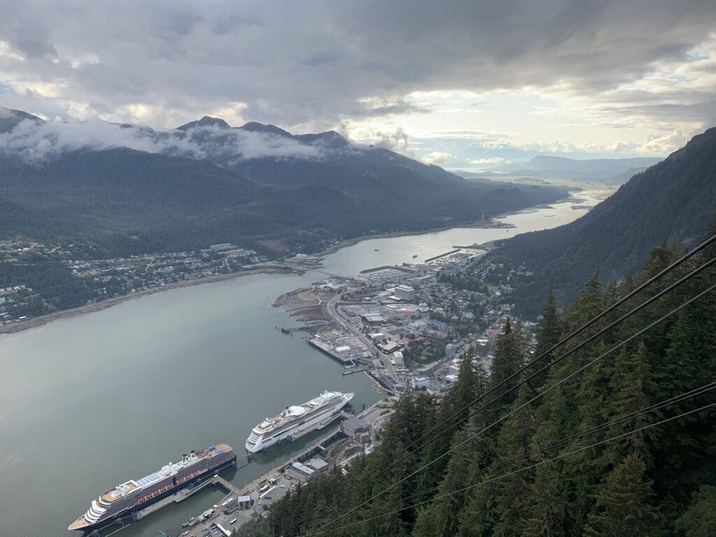 A view of the city from above.